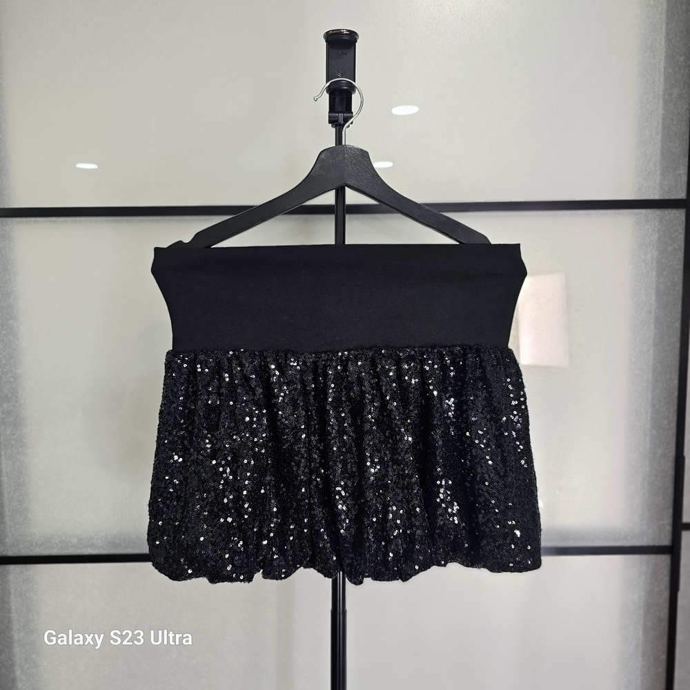 Mango Black Sequin Mini Skirt Sparkly Party Night Out Size Medium